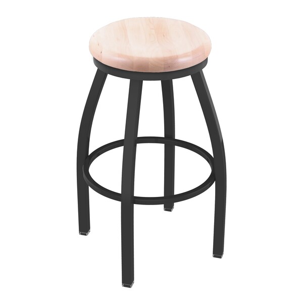25" Swivel Counter Stool, Pewter Finish, Nat Maple Seat
